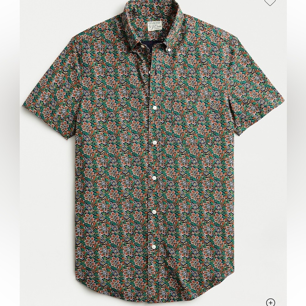 J. Crew Secret Wash Exotic Floral Organic Cotton Slim Fit  Shirt Size XL